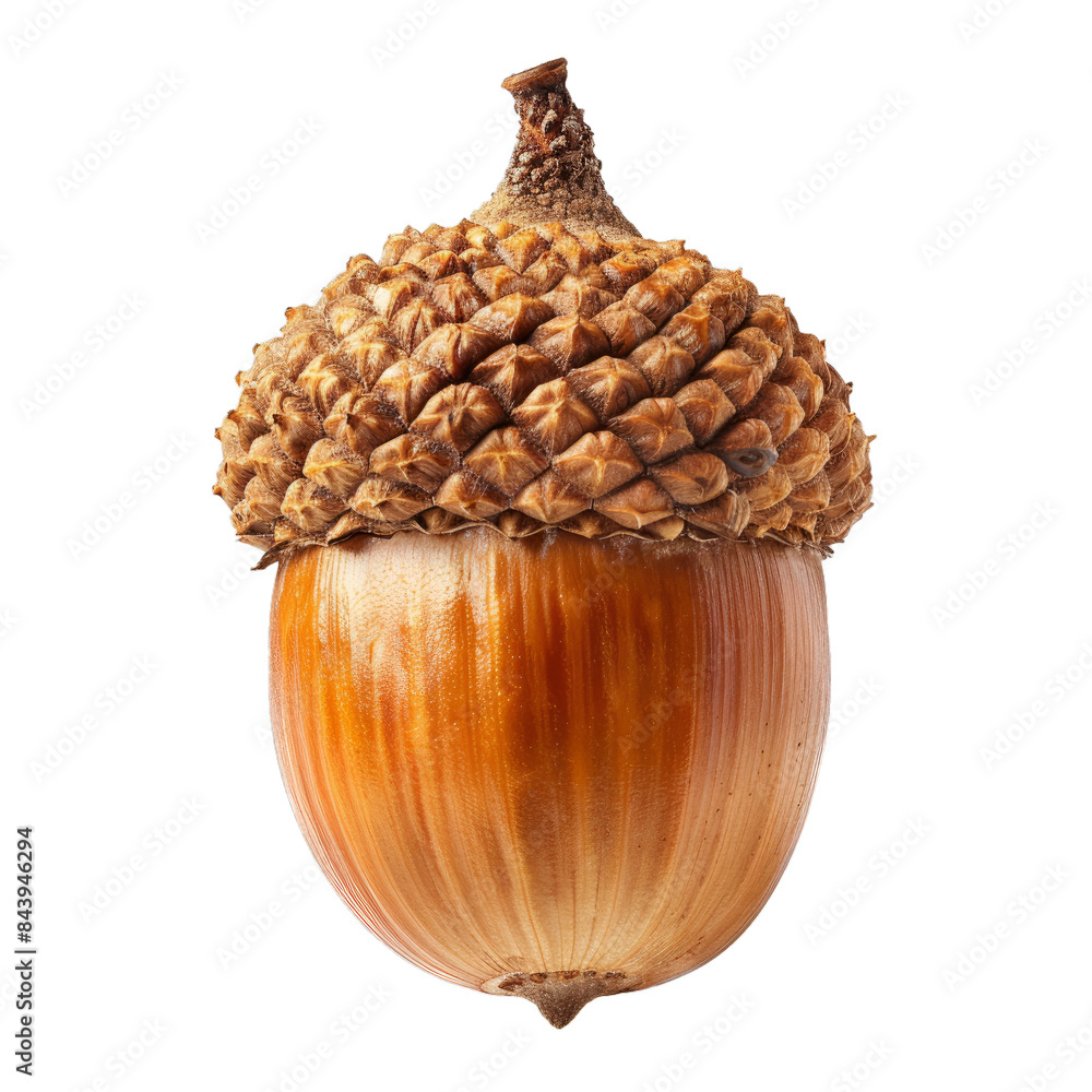 Poster high quality image of a single acorn with detailed texture, isolated on a transparent png background