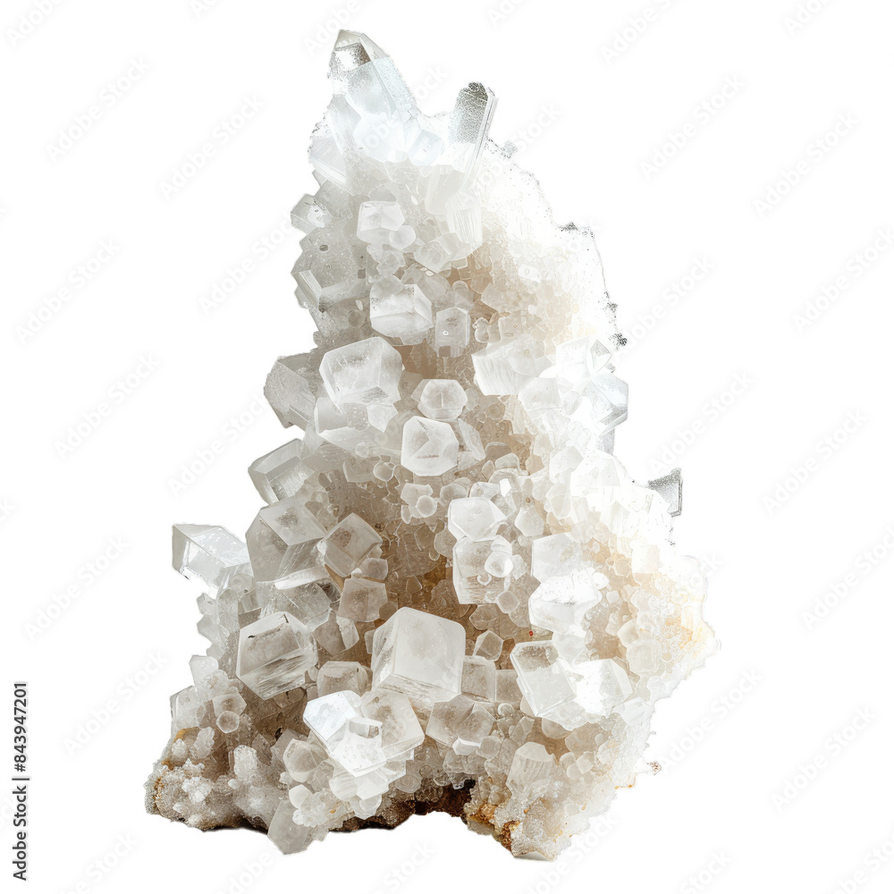 Poster high quality image of a natural quartz crystal cluster with a transparent background for easy use