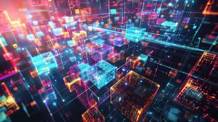 Fototapeta premium Abstract digital display with colorful patterns