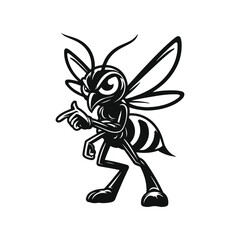 Bee Animal black silhouette vector with white color background
