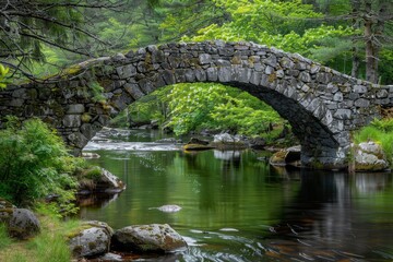 Historic Stone Bridge Over Coastal River