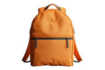 Orange school backpack on isolated background. Back to school concept
