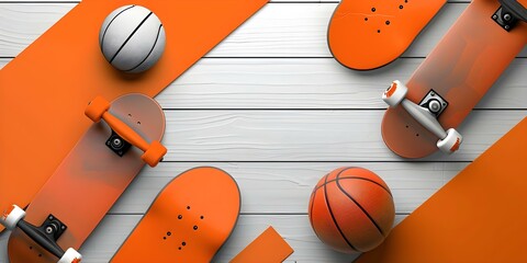 Nostalgic 90s and 80s retro vibes with skateboards basketball and vintage style. Concept Nostalgic Retro, 90s Vibes, 80s Throwback, Skateboarding, Vintage Style