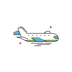 Aeroplane, Air Travel, Commercial Flight, Aviation Icons, Airplane Journey, Flight Icons, Airline Travel, Passenger Plane, Flight Route, Aircraft Vector Illustration Icon Design