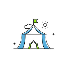 Tent Camp, Camping, Outdoor Shelter, Tent Camping, Camping Gear, Outdoor Adventure, Campground, Tent Setup Vector Illustration Icon Design
