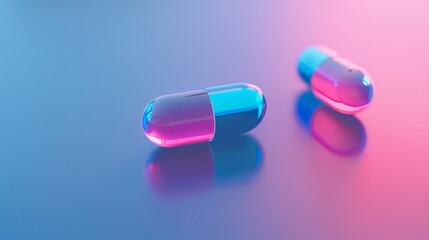 Vertical image of a medical pills on a desk.
