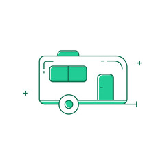 Camper Recreational, RV, Camper Van, Motorhome, Road Trip, Travel Trailer, Camping Vehicle Vector Icon Design