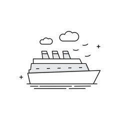 Cruise Ship, Ocean Voyage, Luxury Cruise, Sea Travel, Cruise Vacation, Luxury Cruise Travel Vector Icon Design