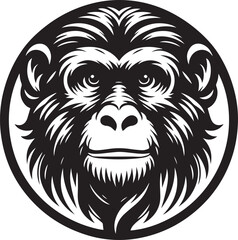 Monkey Face Silhouette vector style illustration art with white background