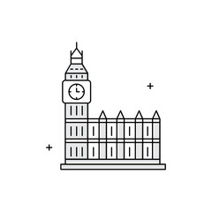 Obraz premium Big Ben, London Landmark, Clock Tower, British Monument, Westminster Clock, Historic Landmark Vector Illustration Icon Design