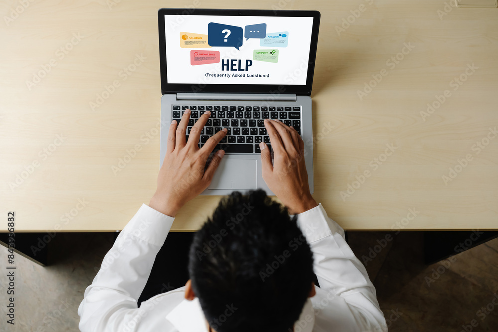 Poster help screen on the website provide answer to faq frequently asked question snugly with knowledge inf