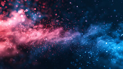 Obraz premium Abstract background with dynamic red and blue sparkles resembling cosmic dust