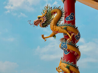 Dragon statue,  dragon symbol, dragon Chinese, is a beautiful Thai and Chinese architecture of...