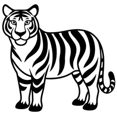 Tiger vector silhouette on white background