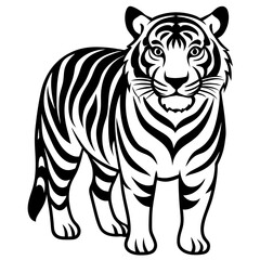 Tiger vector silhouette on white background