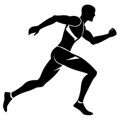 Running man vector silhouette on white background 