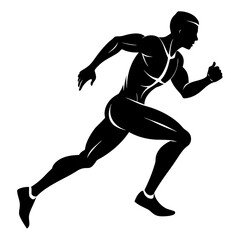 Running man vector silhouette on white background 