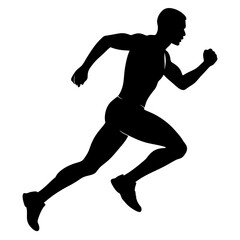Running man vector silhouette on white background 