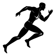Running man vector silhouette on white background 