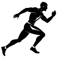 Running man vector silhouette on white background 