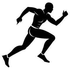 Running man vector silhouette on white background 