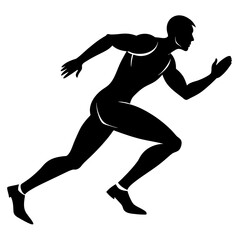 Running man vector silhouette on white background 
