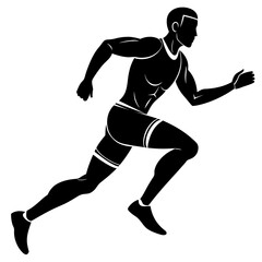 Running man vector silhouette on white background 