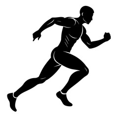 Running man vector silhouette on white background 