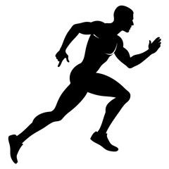 Running man vector silhouette on white background 