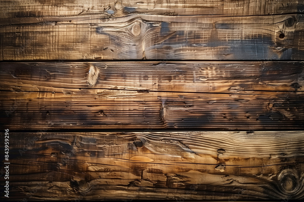 Poster a wooden surface with a dark brown color. the wood appears to be weathered and has a rustic feel to 