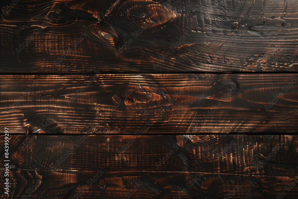 Poster a wooden surface with a dark brown color. the wood appears to be weathered and has a rustic feel to 
