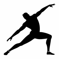 A man stretching his body vector silhouette on white background  