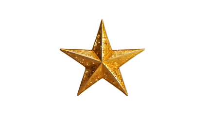 Golden star isolated on transparent background. Luxury holiday decoration - isolated design elements