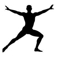 A man stretching his body vector silhouette on white background  