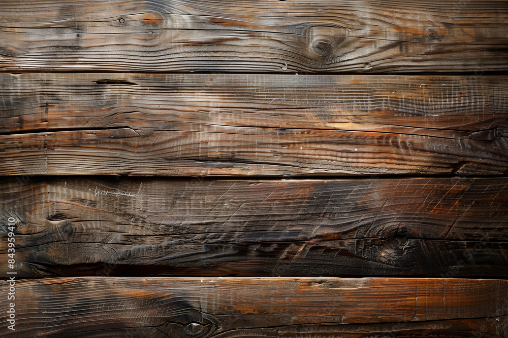 Poster a wooden surface with a dark brown color. the wood appears to be weathered and has a rustic feel to 