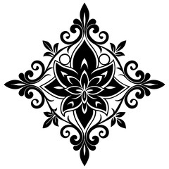 Vintage style featuring floral shapes and ornaments vector silhouette on white background