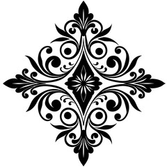 Vintage style featuring floral shapes and ornaments vector silhouette on white background