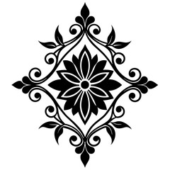 Vintage style featuring floral shapes and ornaments vector silhouette on white background