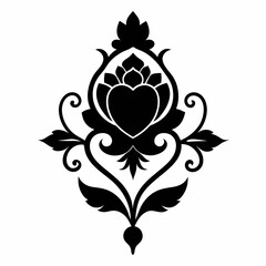 Obraz premium Vintage style featuring floral shapes and ornaments vector silhouette on white background