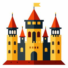 Fototapeta premium A detailed vector of a medieval castle with towers vector illustration 