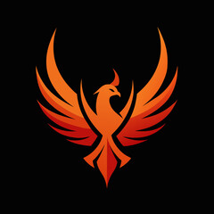 Phoenix rising from flames or ashes, symbolizing resilience, transformation vector illustration