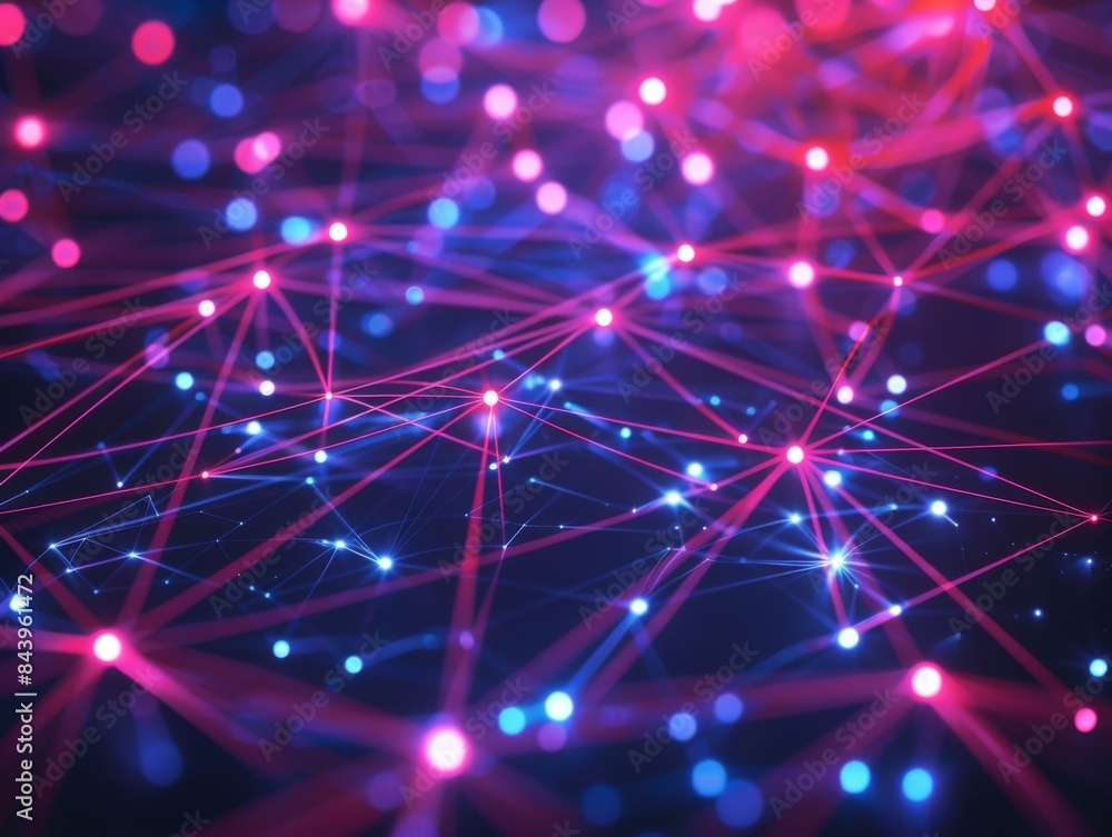 Aufkleber abstract background with glowing lines and dots, representing digital network or connection.