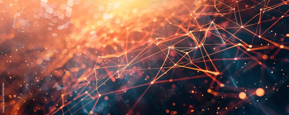 Aufkleber abstract background with glowing lines and particles.