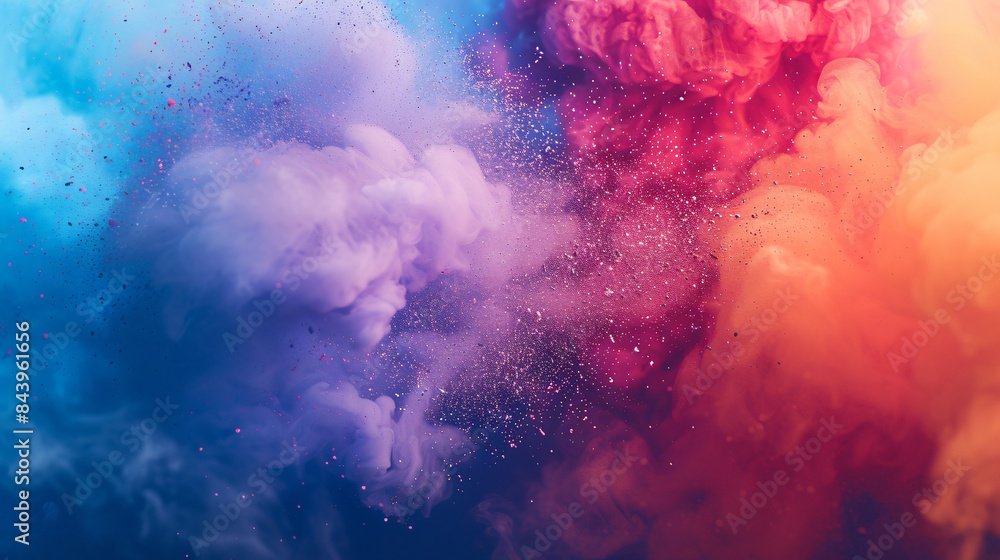 Aufkleber abstract background of vivid colors and sparkling particles, resembling cosmic dust in water
