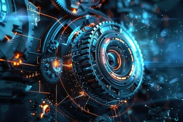 Digital Marketing Media hi tech, mechanical technology Graphic Concept