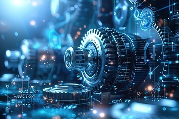 Obraz premium Digital Marketing Media hi tech, mechanical technology Graphic Concept