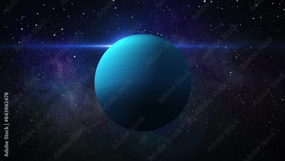 Aufkleber stars and uranus planet rotating, outer space number and realistic uranus planet and sun animation, 