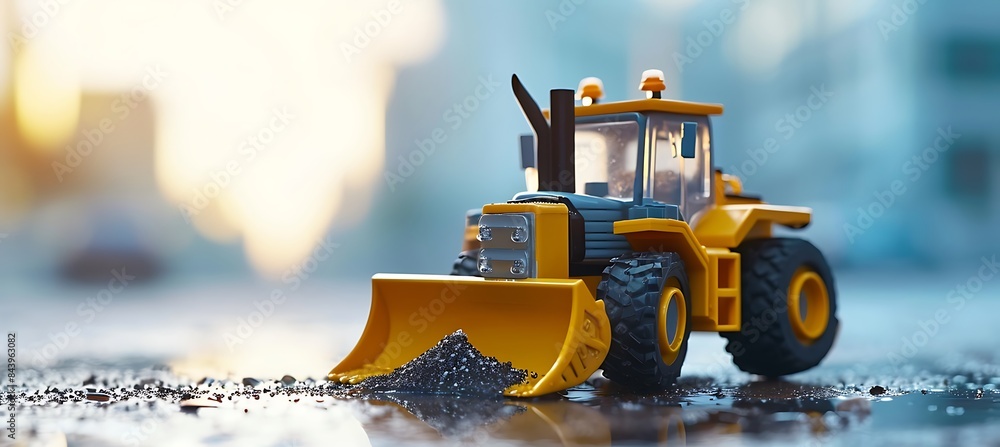 Poster an ultrawide construction website banner displaying loader. empty space for copy or logo