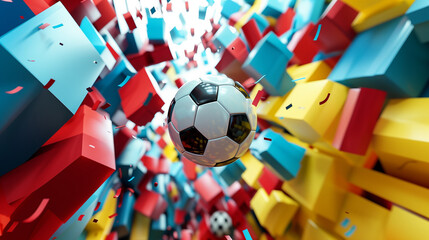 Midjourney Abstract Render of Football World Cup: Dynamic High-Resolution Digital Art Celebrating Global Soccer Event
