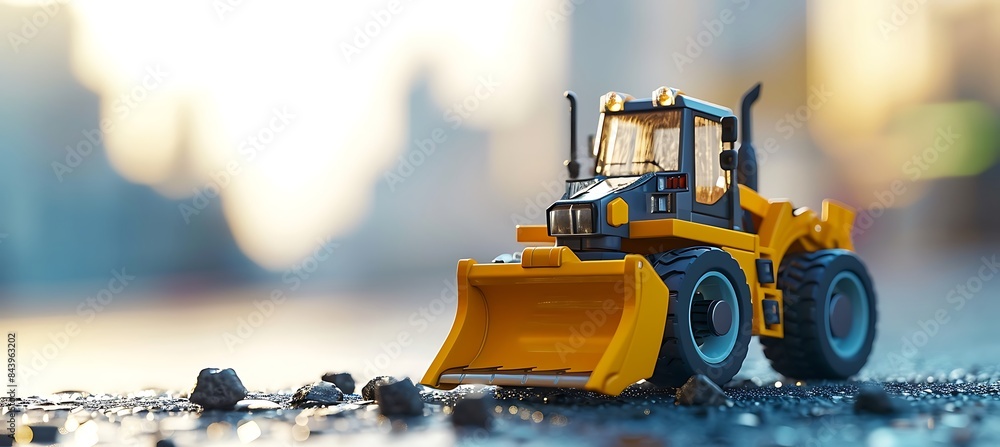 Poster an ultrawide construction website banner displaying loader. empty space for copy or logo